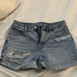American Eagle Outfitters Blue Distressed Jean Shorts